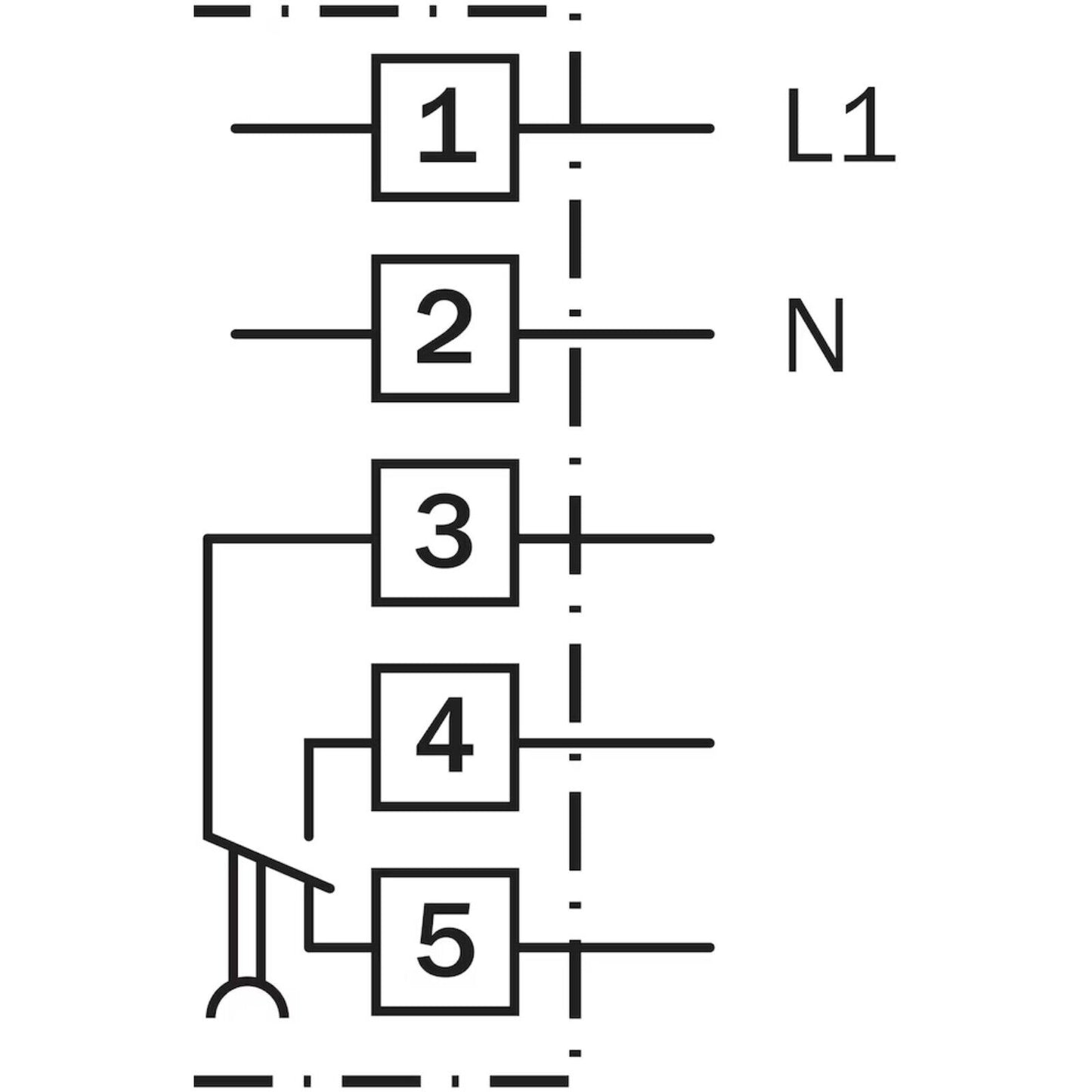 WL34-R230 photoelectric sensor switch wiring diagram, showing terminals 1-5, L1 and N connections
