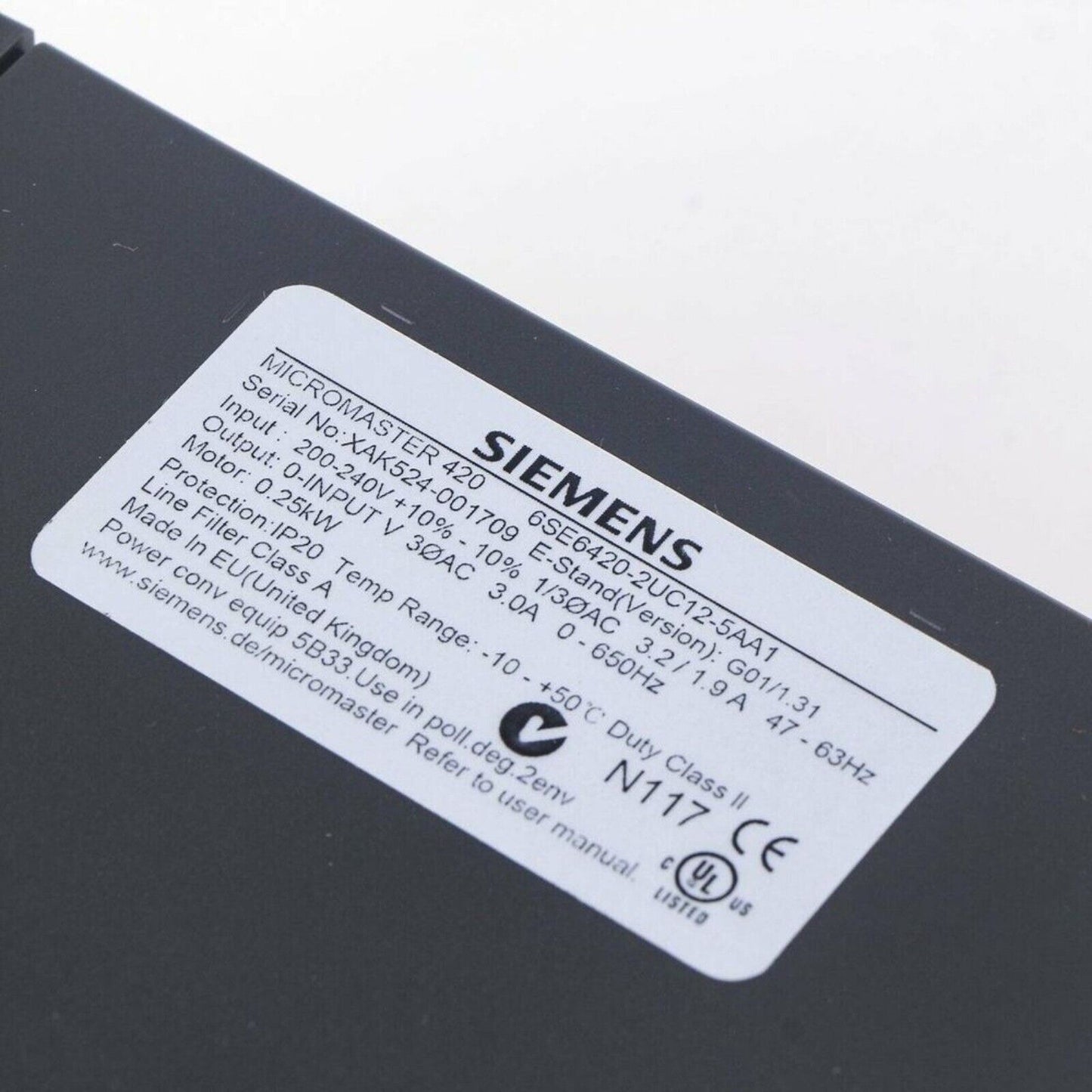 Variable Frequency Drive | Siemens | 6SE6 420-2UC12-5AA1 6SE6420-2UC12-5AA1 MICROMASTER420 without filter