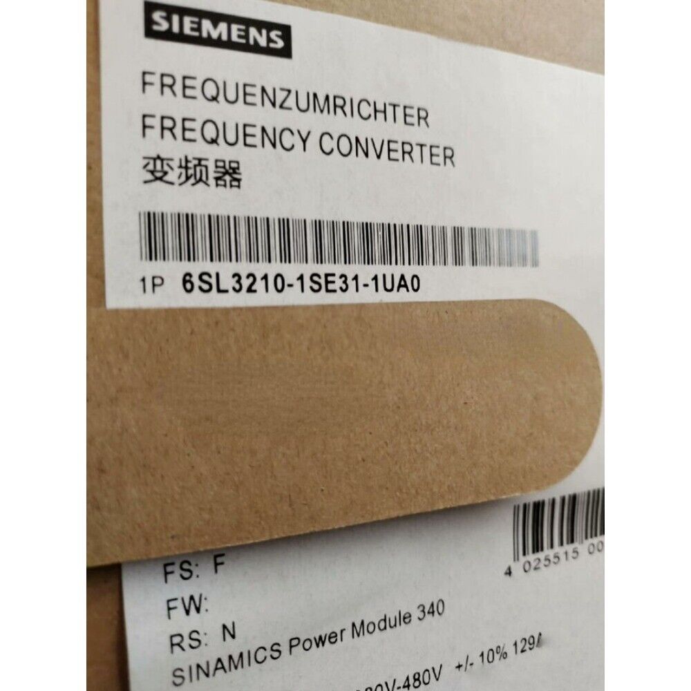 Siemens SINAMICS PM340 Frequency Converter, model 6SL3210-1SE31-1UA0, industrial automation part.