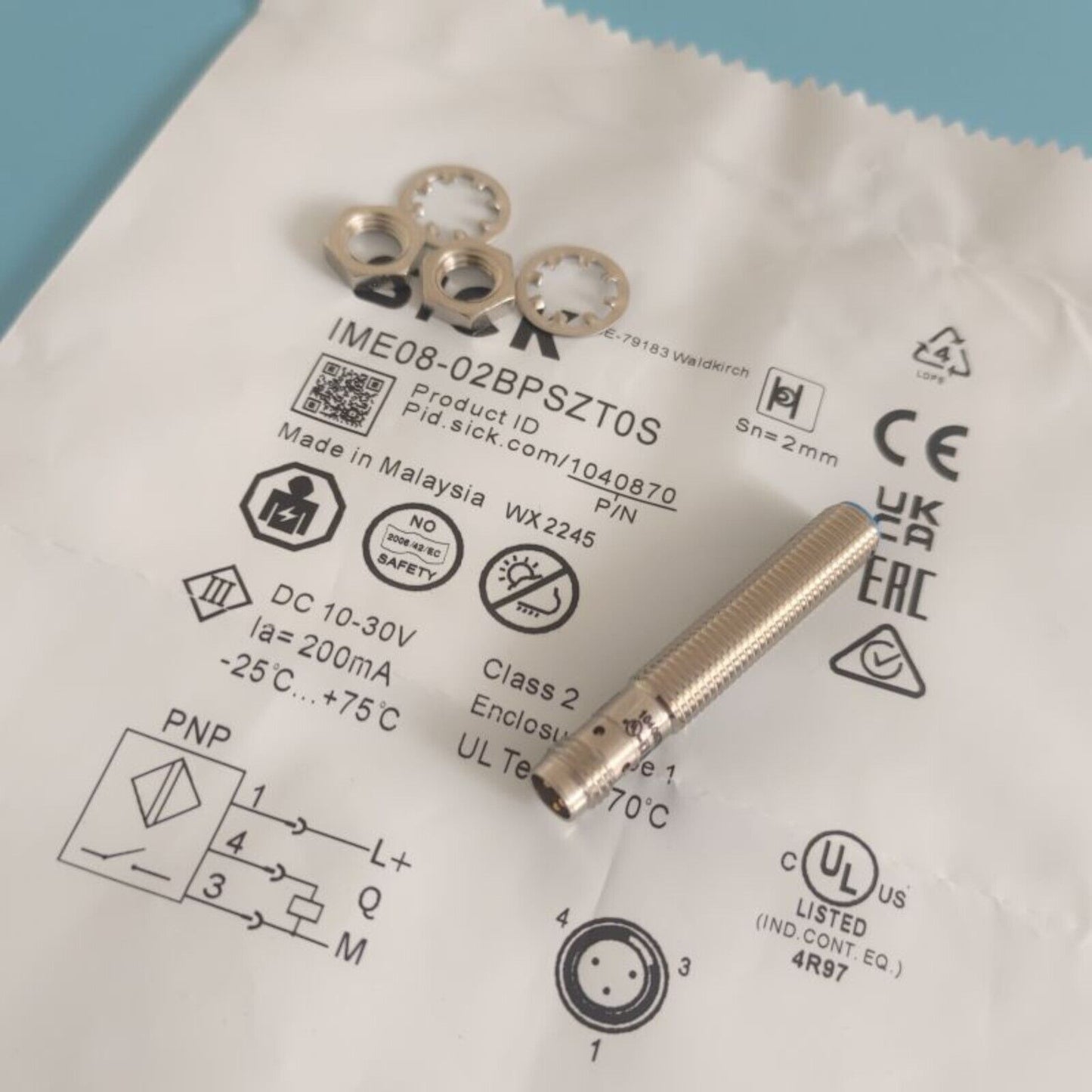 SICK IME08-02BPSZT0S Proximity Sensor with specifications, 10-30VDC, industrial automation part