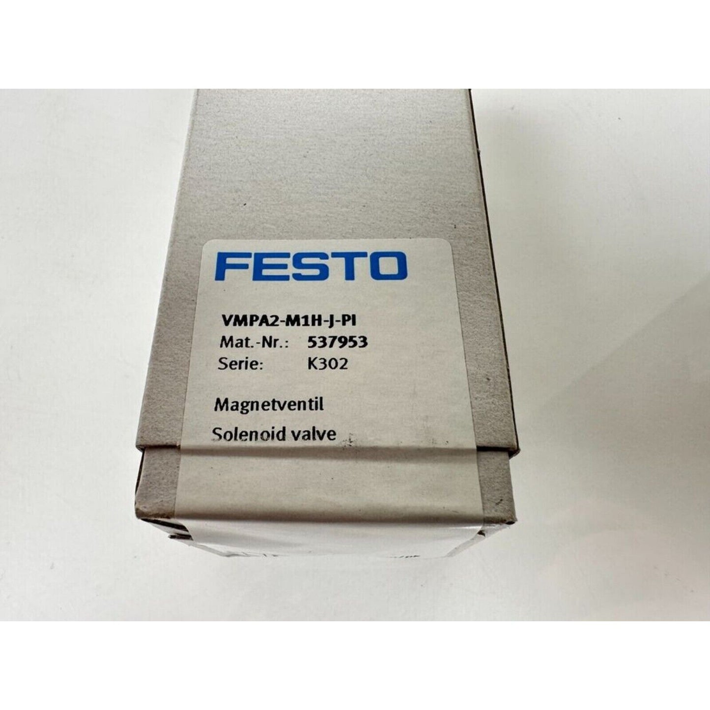 FESTO VMPA2-M1H-J-PI solenoid valve box, industrial automation part with specifications visible, Mat.-Nr.: 537953