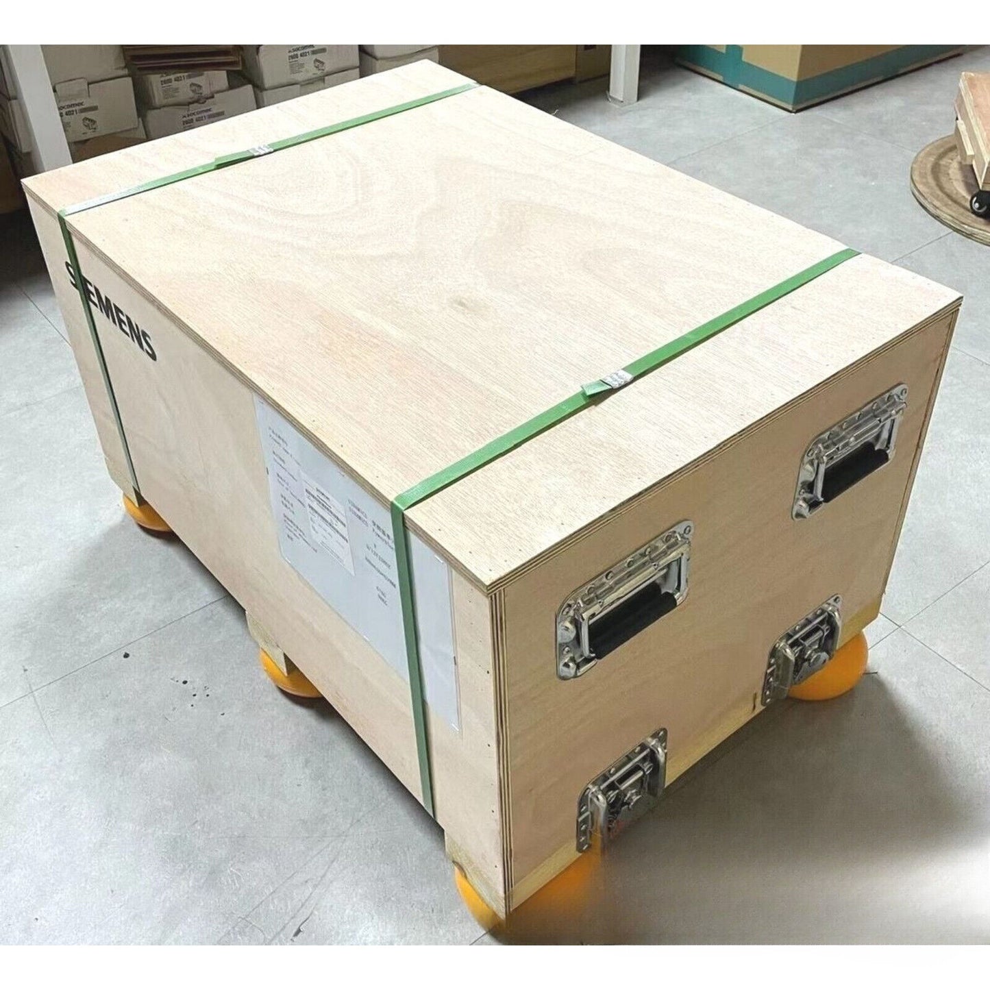 Siemens power block packaged in wooden crate for shipping, 6SL3353-1AG41-4DA1 industrial automation part