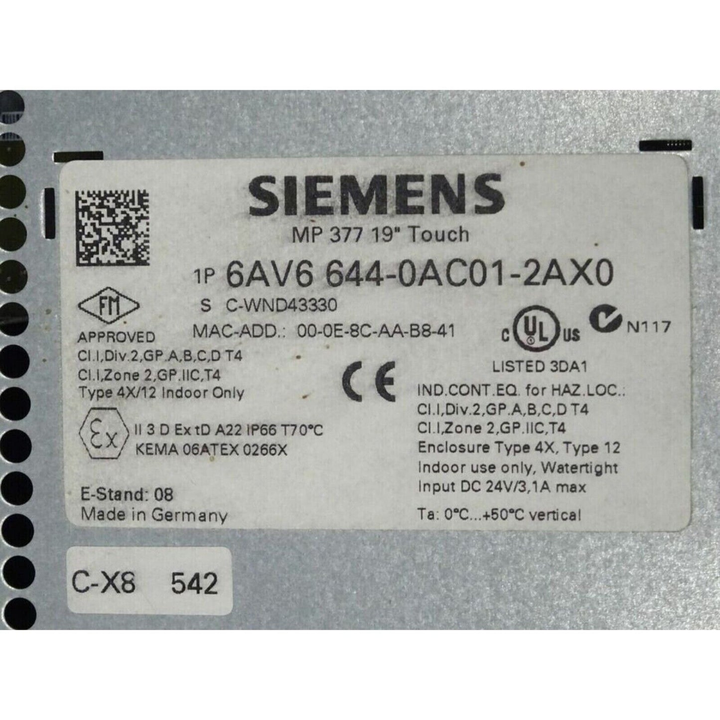HMI Device | Siemens | 6AV6644-0AC01-2AX0 MP377 19" TOUCH PANEL 6AV6 644-0AC01-2AX0