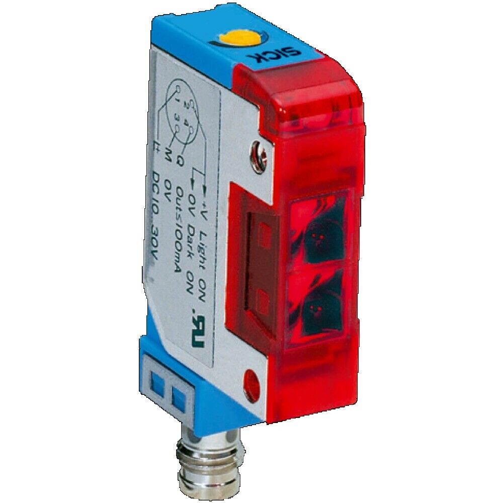 SICK WL170-P122 Photoelectric Sensor, red lens and blue body, industrial automation part.