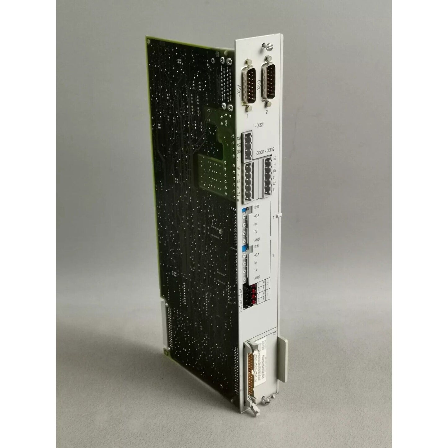 Siemens SIMODRIVE 6SN1118-0AE11-0AA1 PLC module. Industrial automation part with connectors.