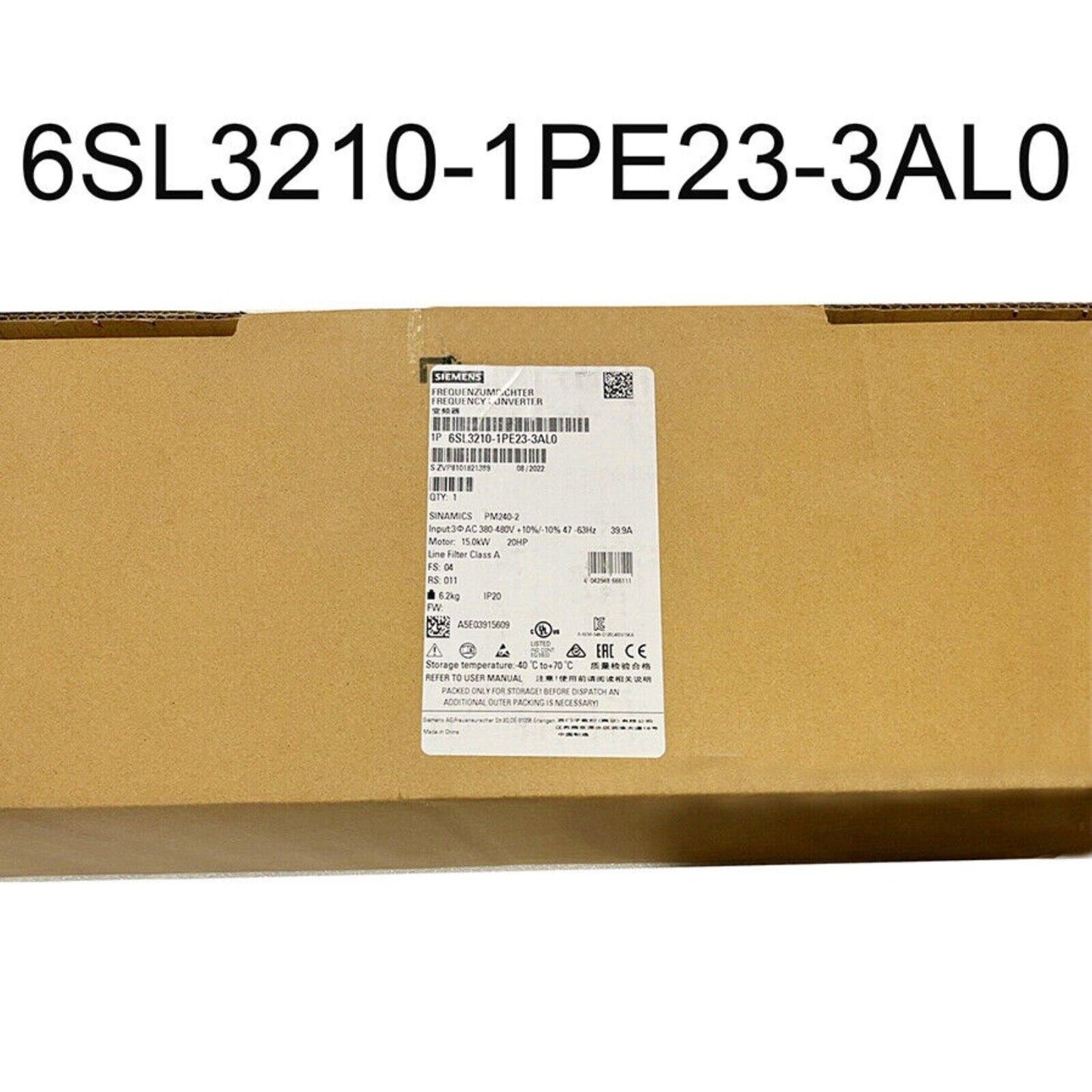 Siemens SINAMICS PM240-2 power module 6SL3210-1PE23-3AL0 in box, industrial automation part.