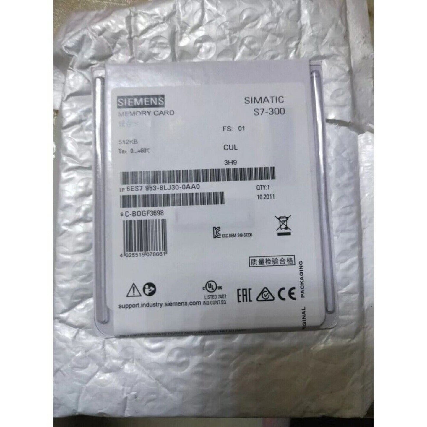 Siemens SIMATIC S7-300 memory card 512KB, industrial automation part, product details