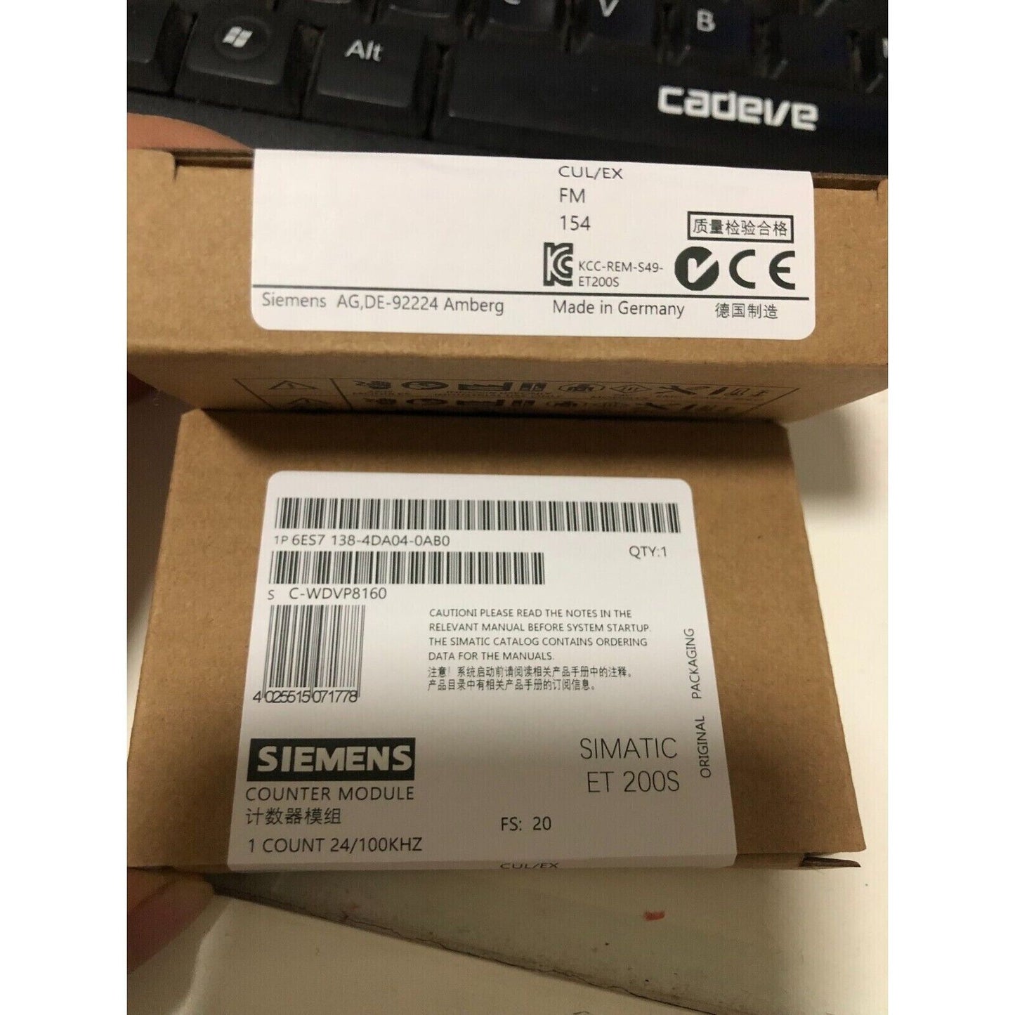 Siemens SIMATIC ET 200S Counter Module Packaging, 1P 6ES7 138-4DA04-0AB0, Industrial Automation Part