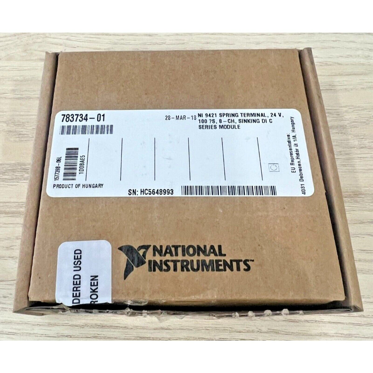 NI 9421 C-Series module box, used condition, 8-channel sinking input, National Instruments product.