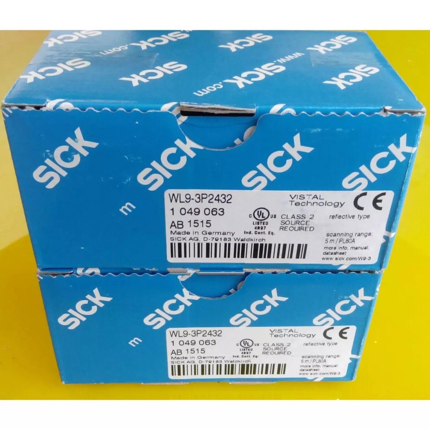 SICK WL9-3P2432 photoelectric sensor box, blue, industrial automation part, datasheet available.
