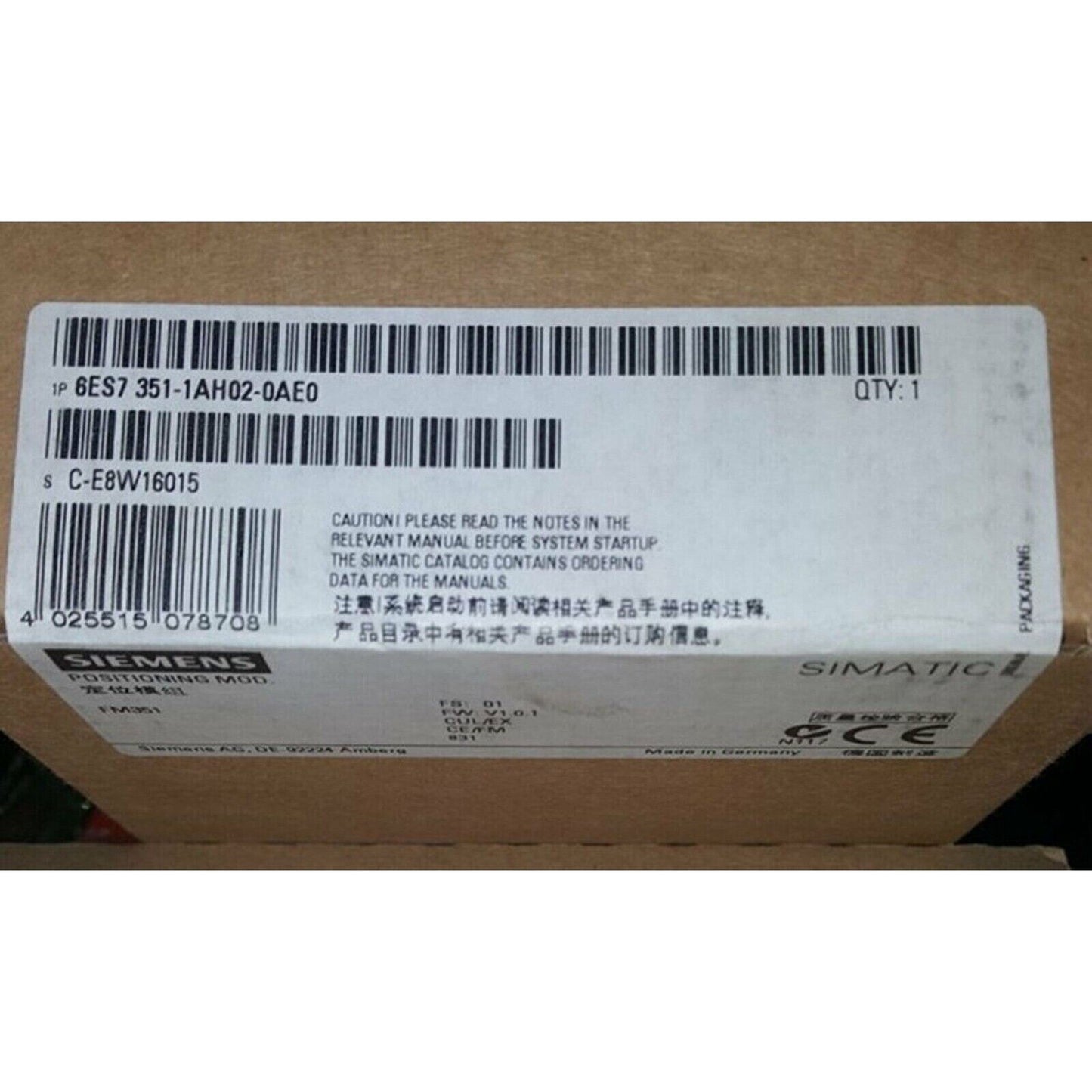 Siemens S7-300 Positioning Module 6ES7 351-1AH02-0AE0 in Box, PLC Part, Made in Germany