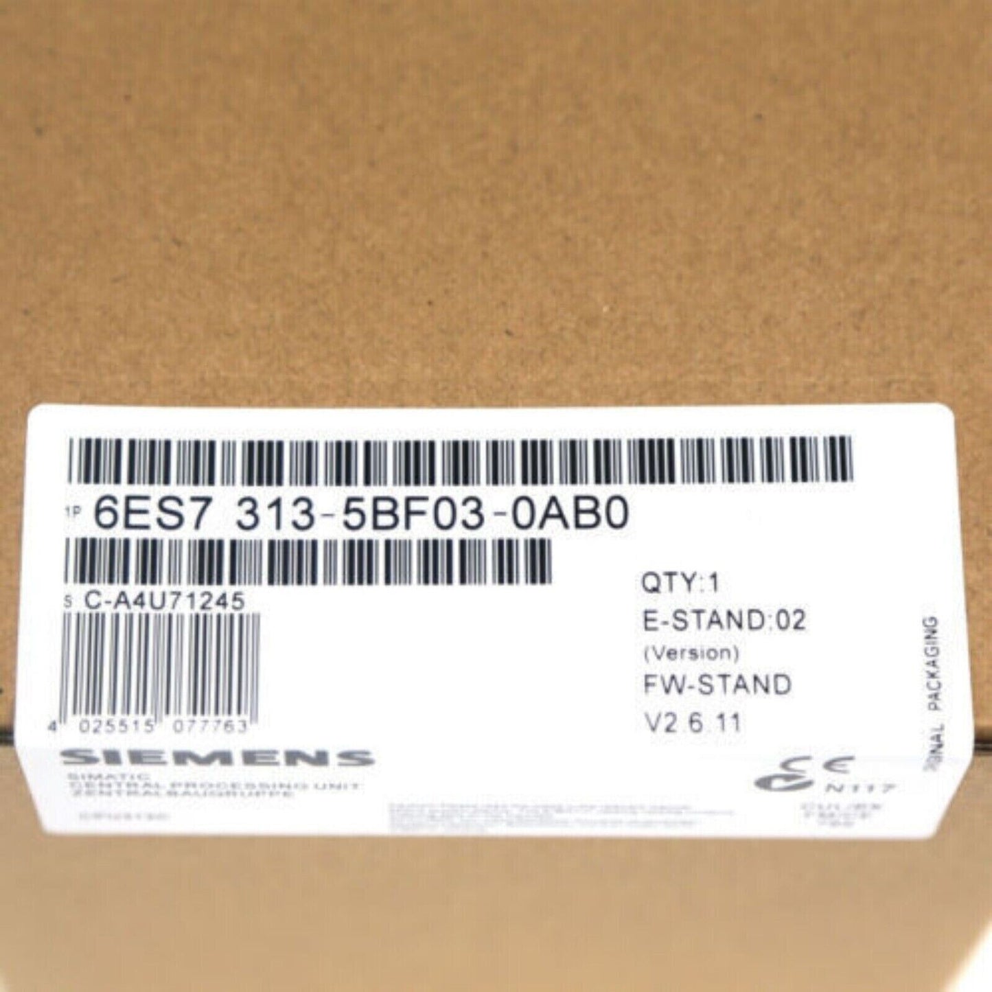 Siemens SIMATIC S7-300 PLC Module 6ES7 313-5BF03-0AB0 box, Industrial Automation