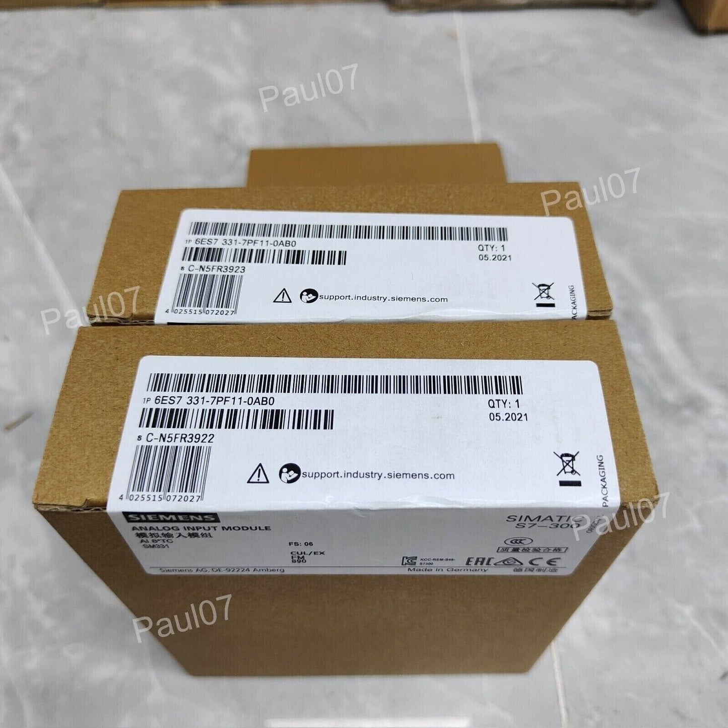 Siemens SIMATIC S7-300 SM 331 Analog Input Module 6ES7331-7PF11-0AB0 product box, industrial automation part