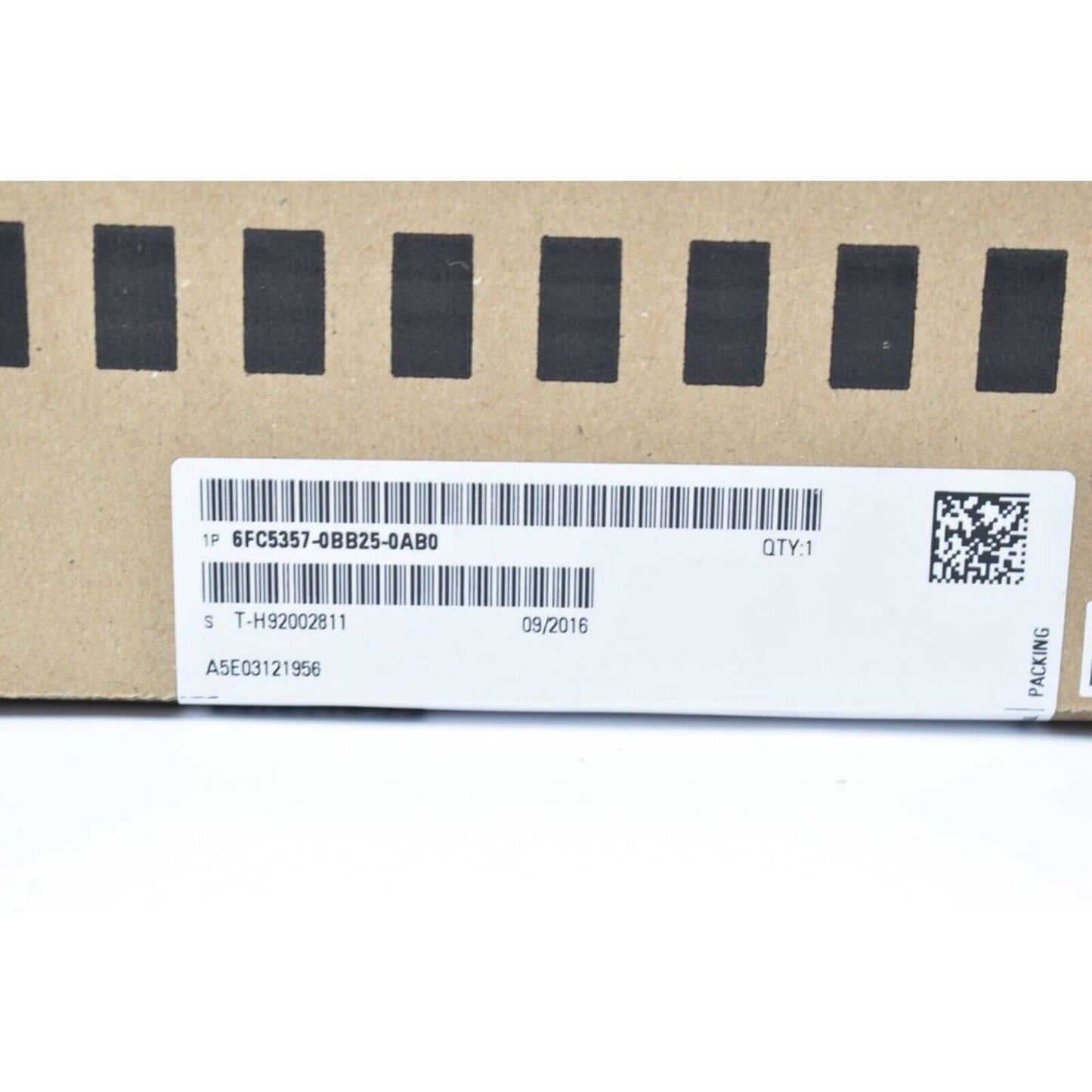 Siemens 6FC5357-0BB25-0AB0 industrial CNC hardware box label, quantity 1, manufactured 09/2016.