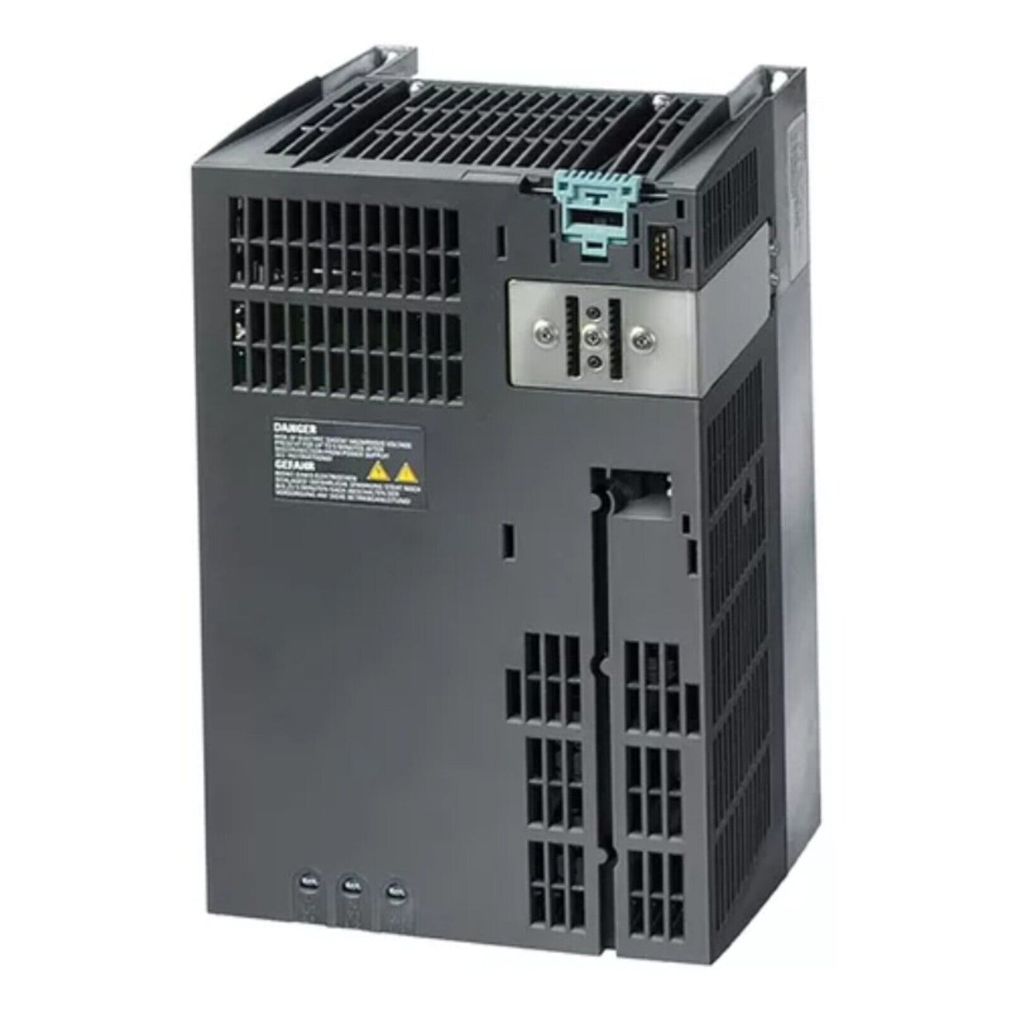 Siemens SINAMICS G120 PM240 Power Module 6SL3224-0BE22-2UA0, industrial automation component. Features warning labels.