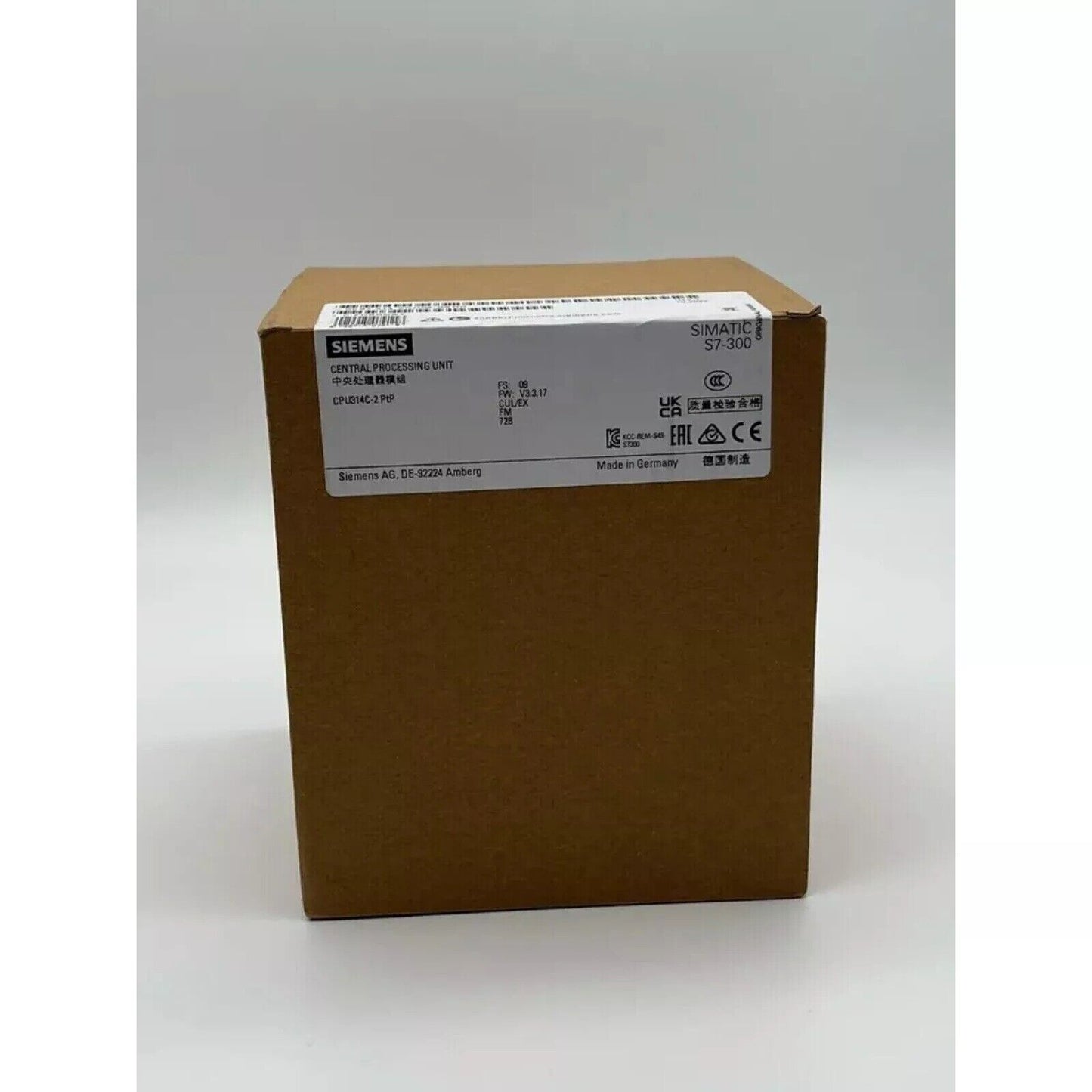 Siemens SIMATIC S7-300 CPU 314C-2 PtP Central Processing Unit module, Made in Germany.