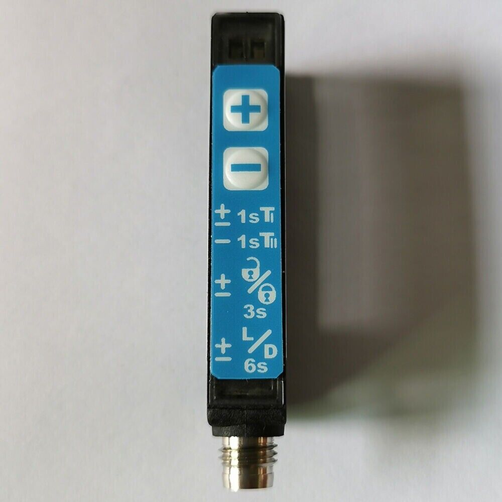 SICK WFS3-40N415 Photoelectric Sensor with blue control panel and functional indicators, detail view.