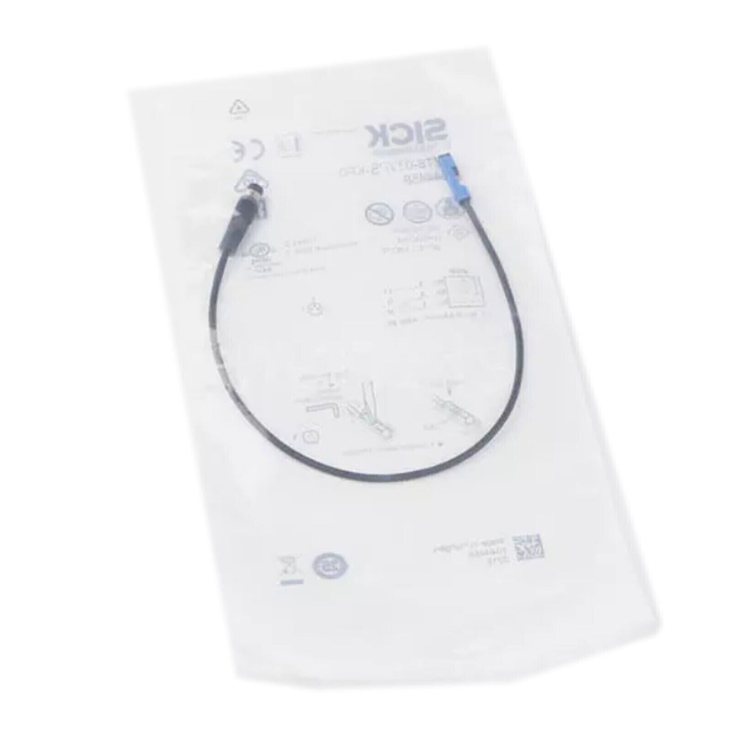 SICK MZT8-03VPS-KP0 photoelectric sensor cable, blue connector, packaged on white background