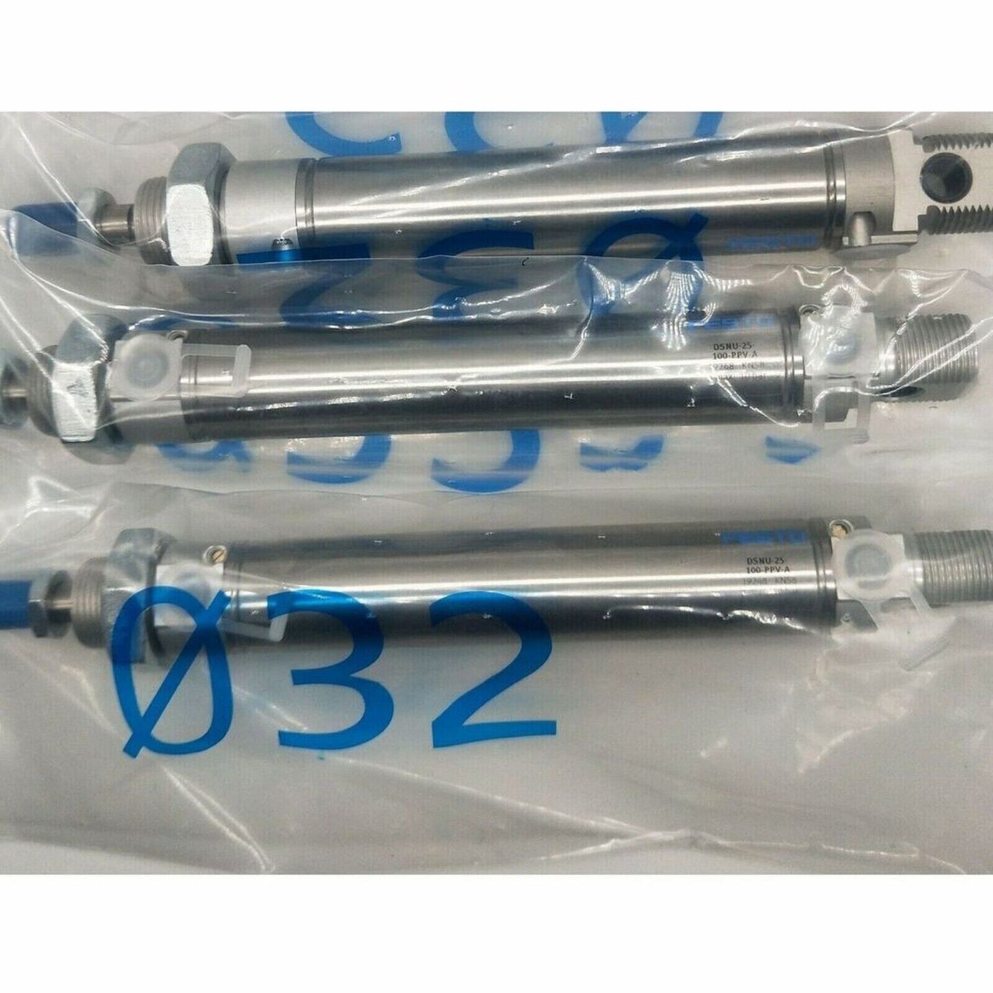 Festo DSNU-25-100-PPV-A pneumatic cylinder. Industrial automation component, part number 19248.