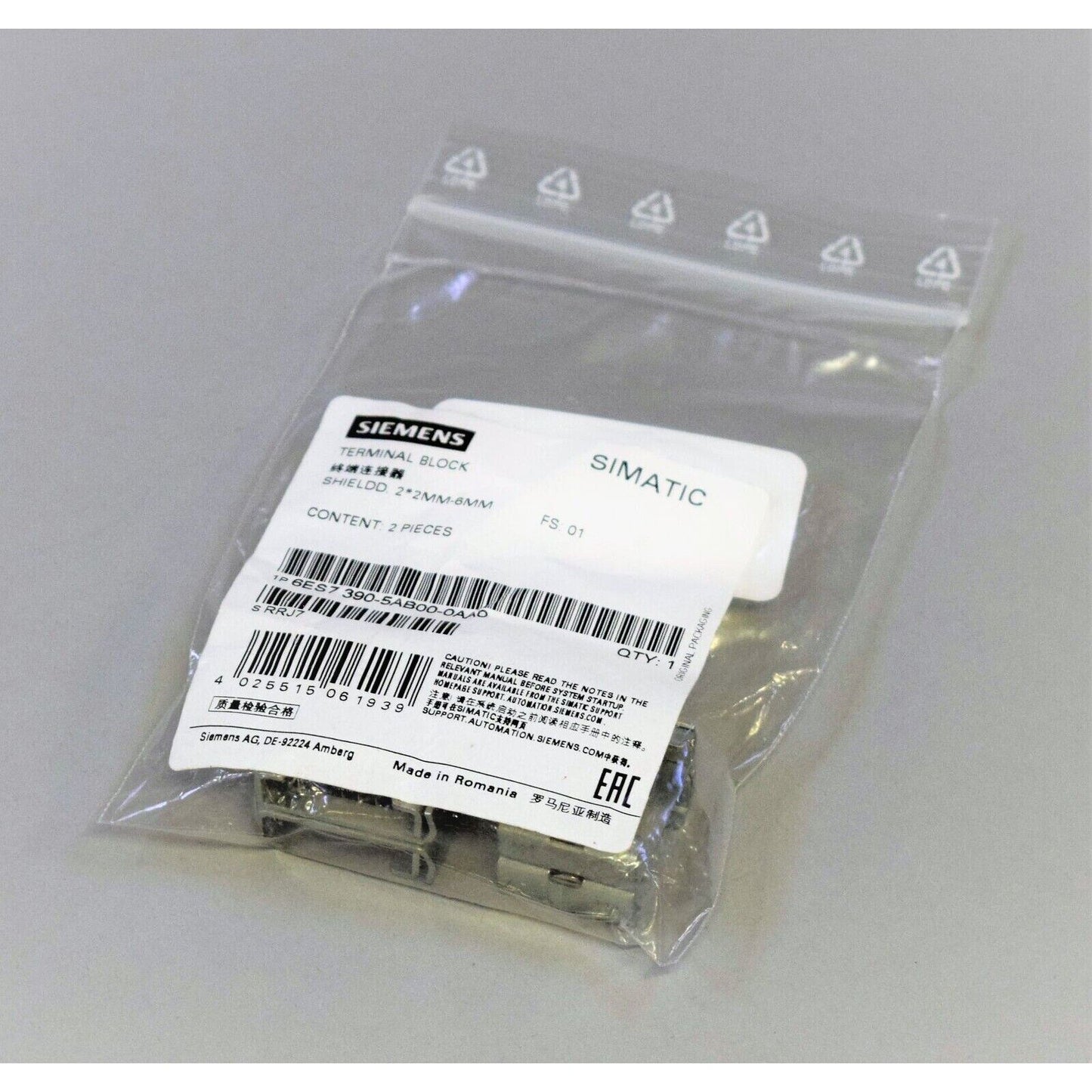 Siemens SIMATIC S7 Shield Terminal 6ES7390-5AB00-0AA0, sealed original packaging, PLC component