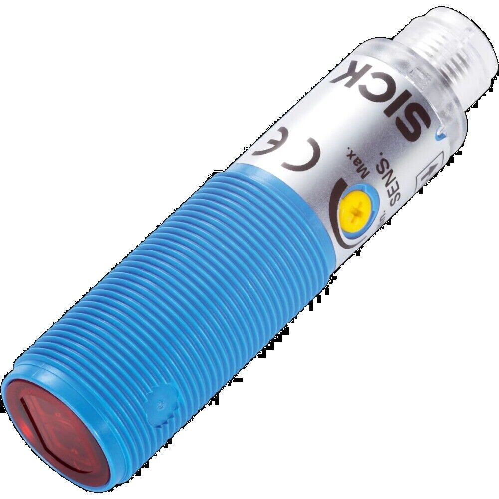 SICK VL180-2P42436 Photoelectric Switch, blue and silver sensor with SICK logo.