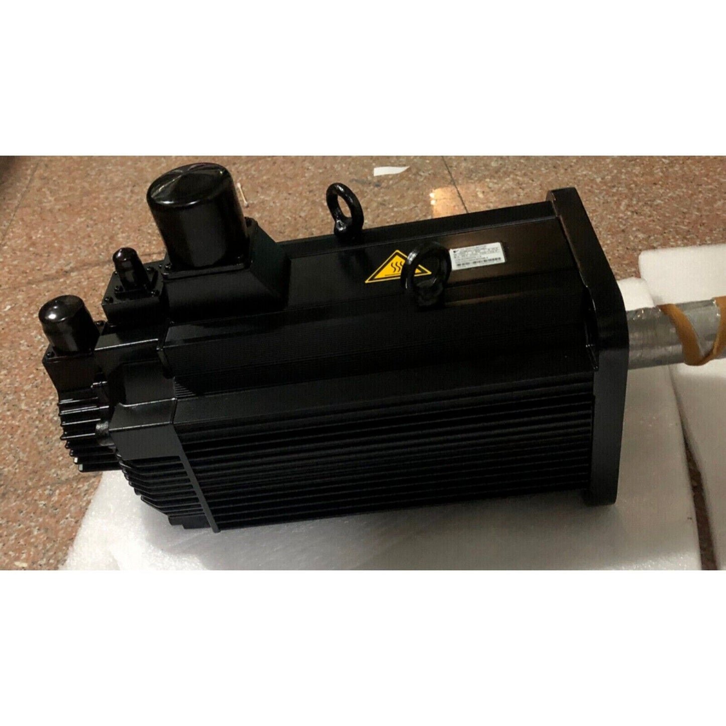 Yaskawa SGMGH-75DCA6C servo motor, black industrial equipment, heat warning, expedited shipping