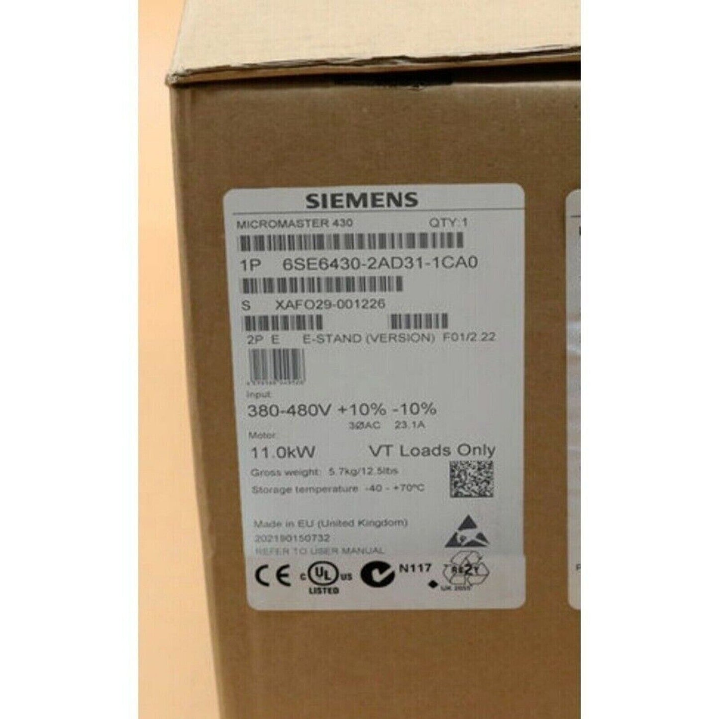 Variable Frequency Drive | Siemens | 6SE6430-2AD31-1CA0 6SE6 430-2AD31-1CA0 MICROMASTER430 without filter