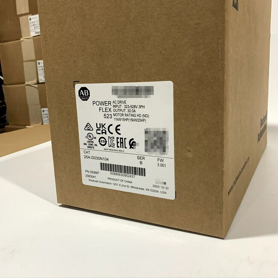 Allen-Bradley PowerFlex 523 AC Drive 25A-D030N104 in box, industrial automation part, new sealed.