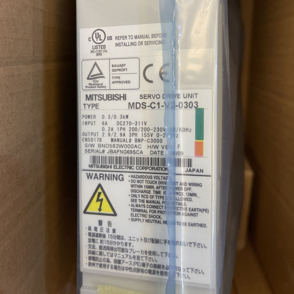 Mitsubishi MDS-C1-V2-0303 Servo Drive Unit label, industrial automation part, expedited shipping