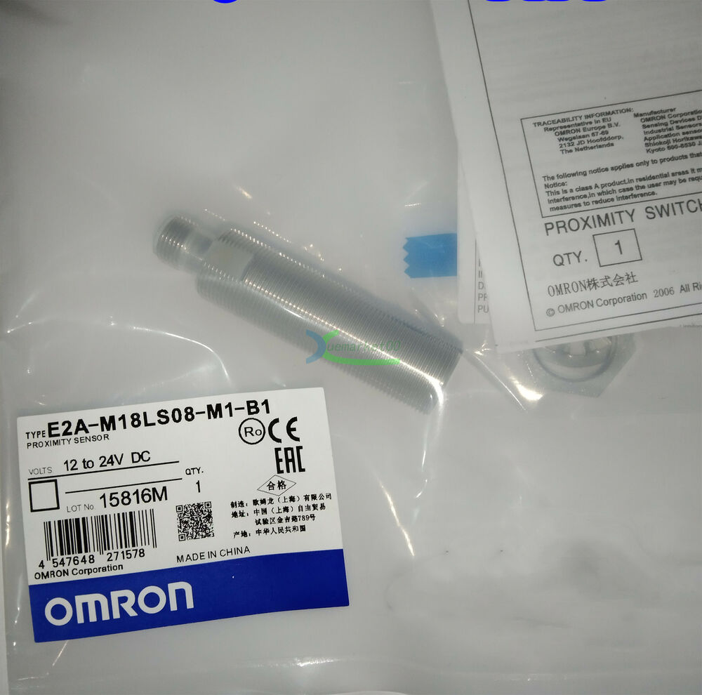 Omron E2A-M18LS08-M1-B1 Proximity Switch, New, Industrial Automation Sensor