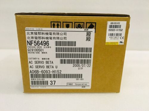 FANUC A06B-6093-H152 servo drive box with serial information and part number, industrial automation.