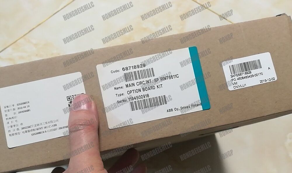 ABB RINT5611C Option Board Kit box, product labels visible, for PLC applications, manufactured by ABB.