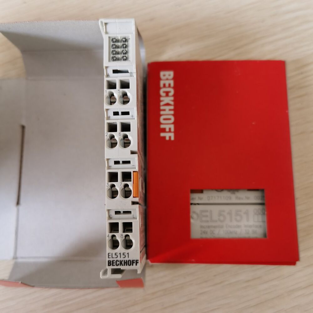 Beckhoff EL5151 PLC I/O Module, white and gray device, red Beckhoff box, Incremental Encoder Interface, EL5151
