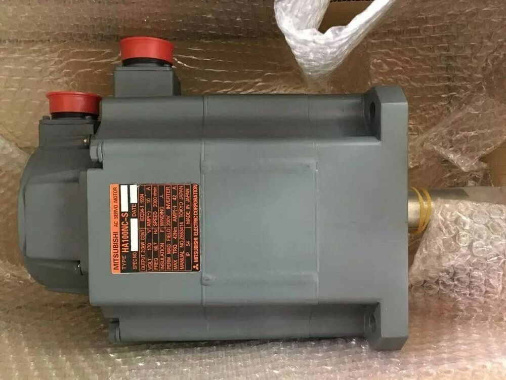 Mitsubishi HA100NC-S AC Servo Motor, grey with orange caps, industrial automation part