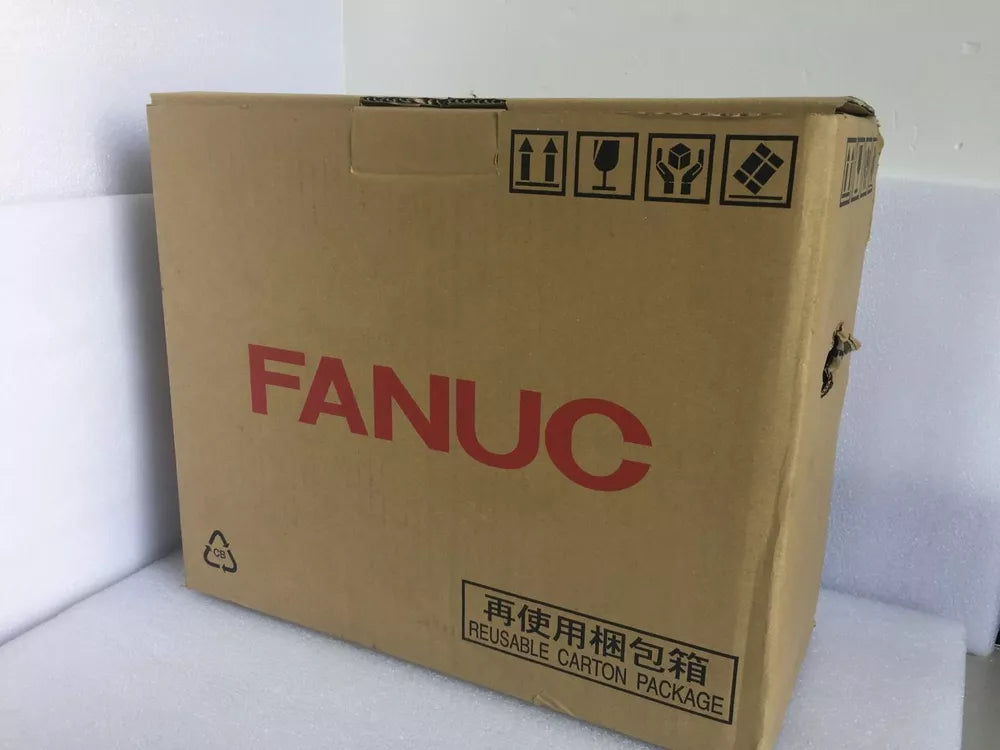New FANUC A06B-6077-H111 Servo Drive package, brown cardboard box with red FANUC logo, industrial automation part