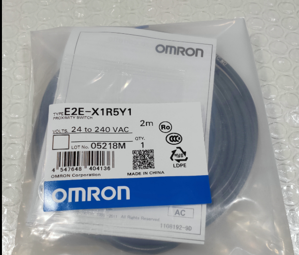 Omron E2E-X1R5Y1 proximity switch sensor with 24-240VAC, new.