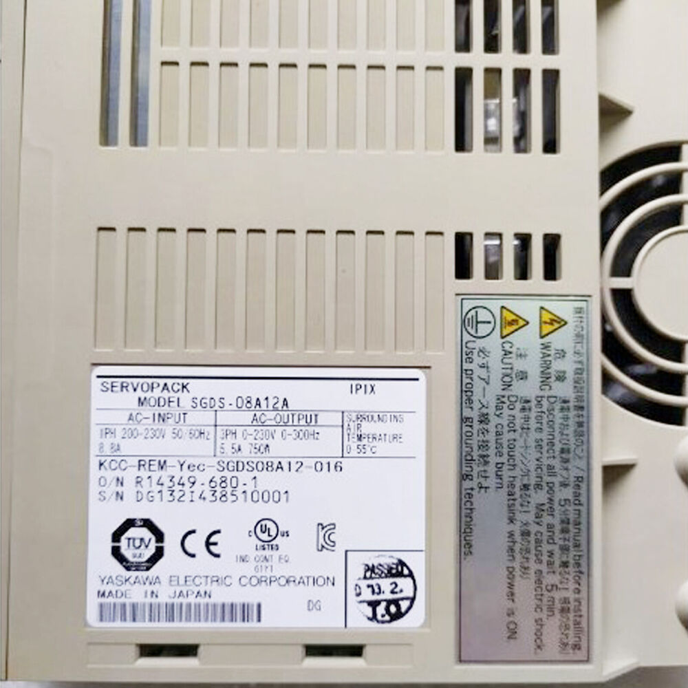 YASKAWA SGDS-08A12A AC Servo Drive - Beige Servopack Industrial Automation Component, Model Details Visible, New in Box.