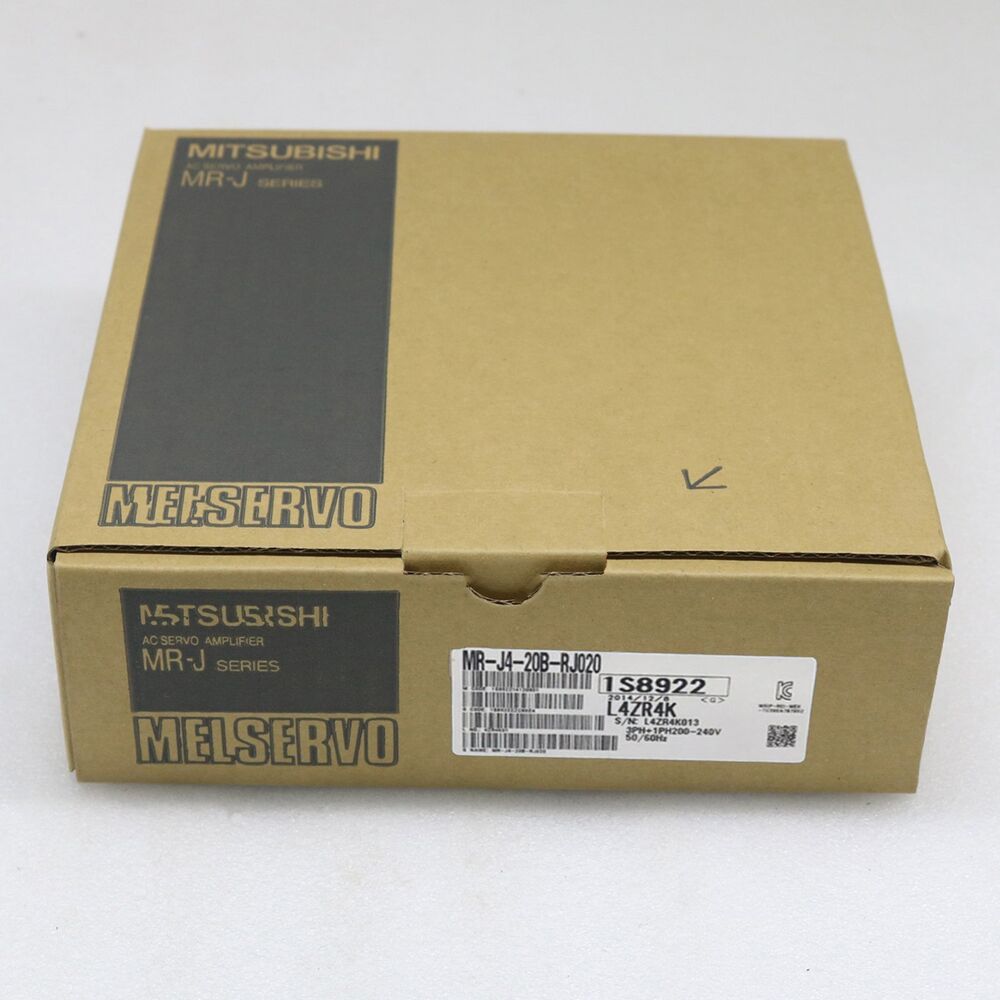 Mitsubishi MR-J4-20B-RJ020 servo drive in original packaging, Melservo product.