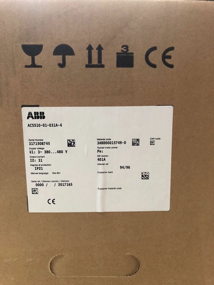 ABB ACS510-01-031A-4 Frequency Converter Label, IP21 Protection, Industrial Automation Part
