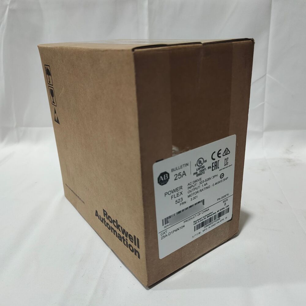 Allen-Bradley PowerFlex 523 AC Drive in box. 25A-D1P4N104 0.4kW industrial automation part, product of China