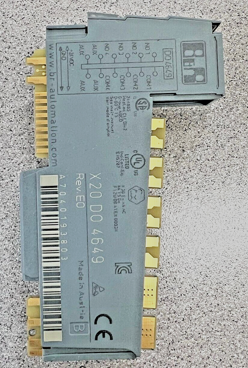 B&R X20 DO 4649 digital output module, industrial automation component. 4 digital outputs, Made in Austria.