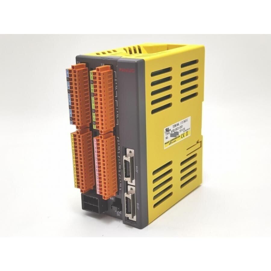 FANUC Terminal I/O Basic Module A03B-0823-C001, yellow and black industrial automation component
