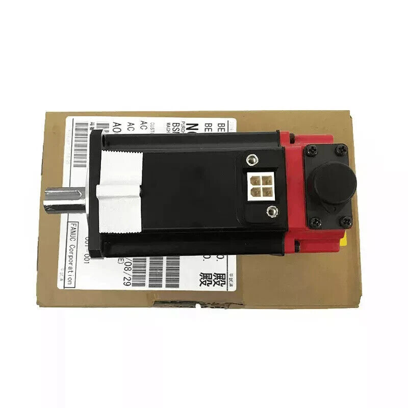 FANUC A06B-0116-B203#0100 Servo Motor, black and red, with barcode and label
