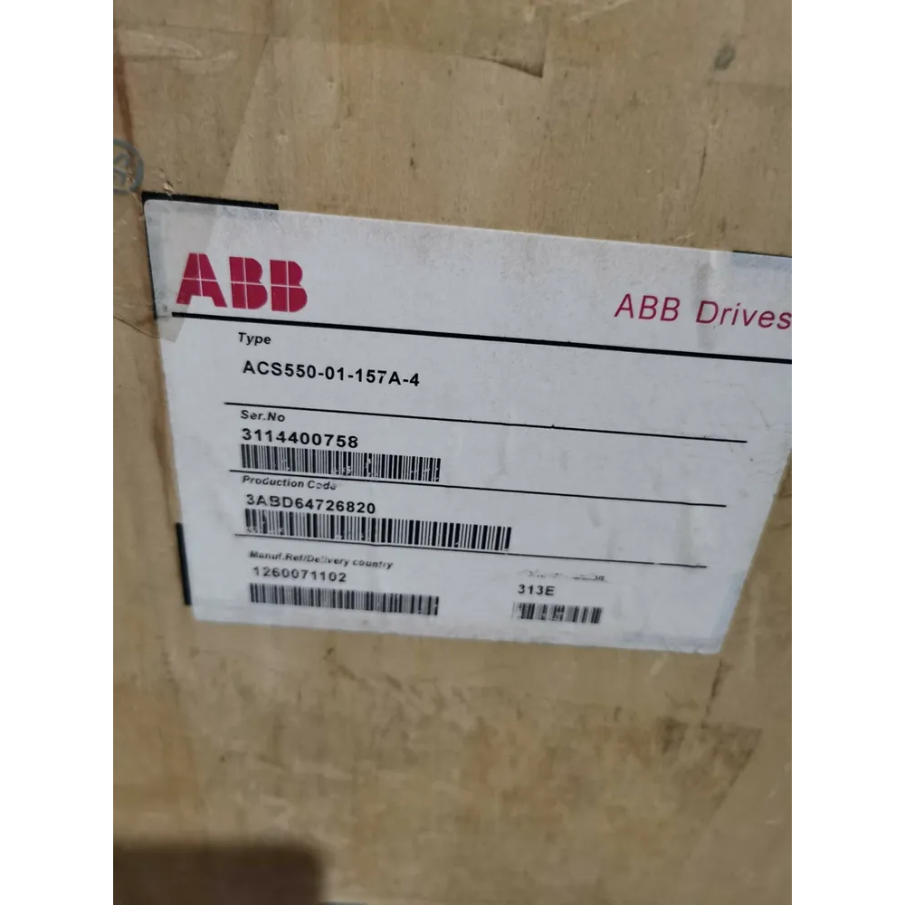 ABB ACS550-01-157A-4 Frequency Converter label with serial number and production code, ABB Drives