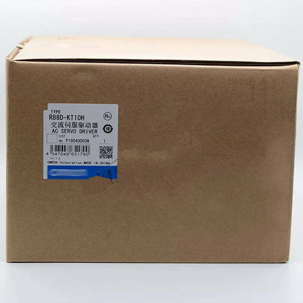 Omron R88D-KT10H AC Servo Drive box. New industrial automation part with specifications.