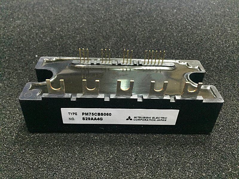Mitsubishi PM75CBS060 power module, black and silver, a new industrial automation component.