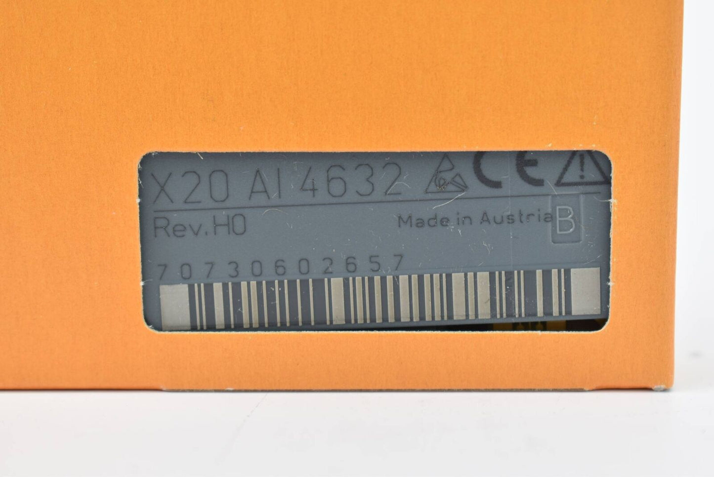 B&R X20 AI 4632 Analog Input Module, Made in Austria, Rev. H0, barcode, industrial automation parts.