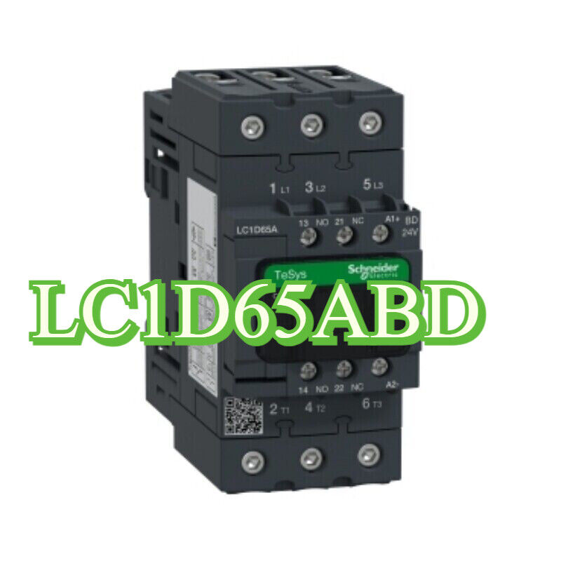 Schneider Electric TeSys D LC1D65ABD 3-pole contactor, 65A, 24VDC coil, for motor control applications.