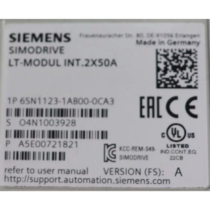 Drives/Drive Modules | Siemens | 6SN1123-1AB00-0CA3 6SN1 123-1AB00-0CA3 SIMODRIVE POWER MODULE