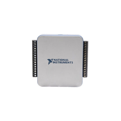 National Instruments USB-6001 I/O device, silver and blue with connector, USB Multifunction Device